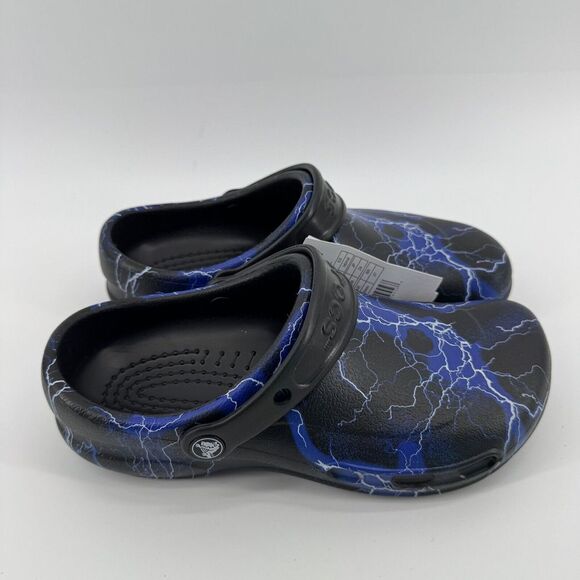 Crocs Bistro Black Lightning Bolt Graphic Slip Resistant Work Clogs Size M6 W8 - Picture 4 of 8